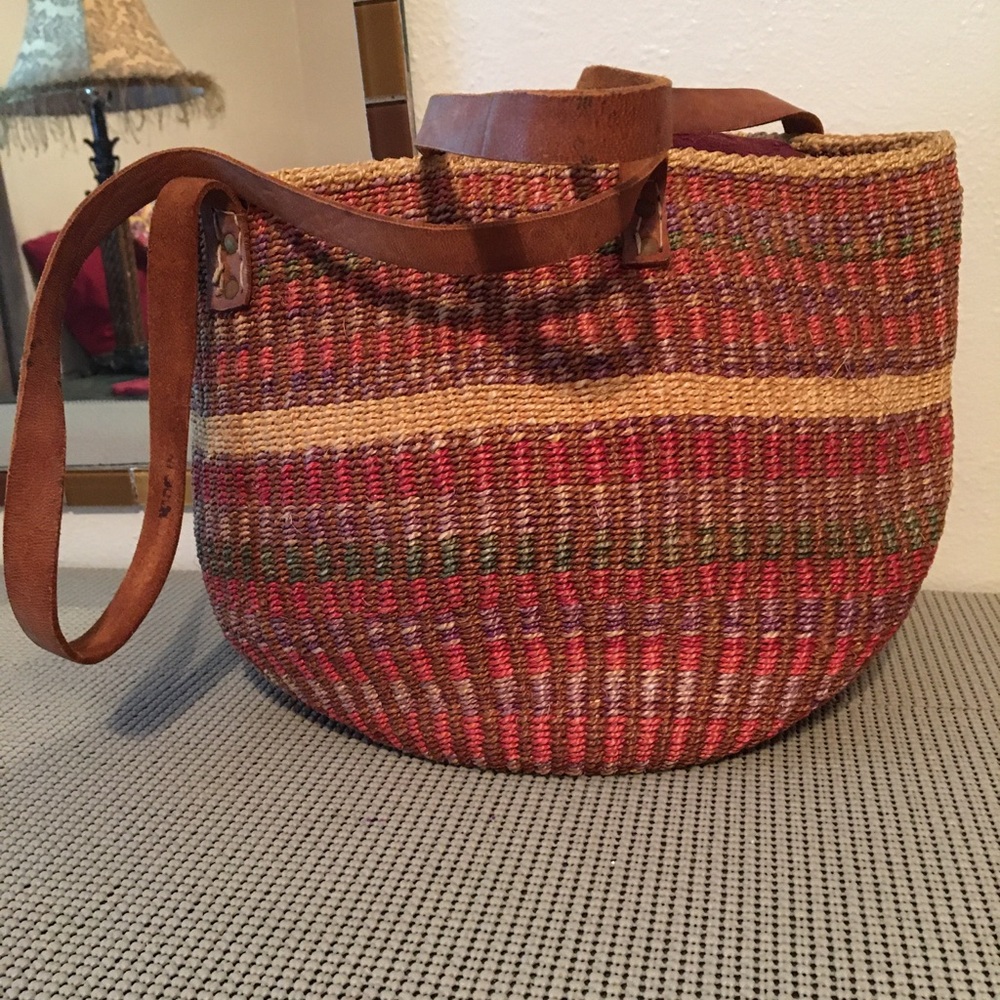 Multi-colored Open Weaved Shoulder Bag Tote
